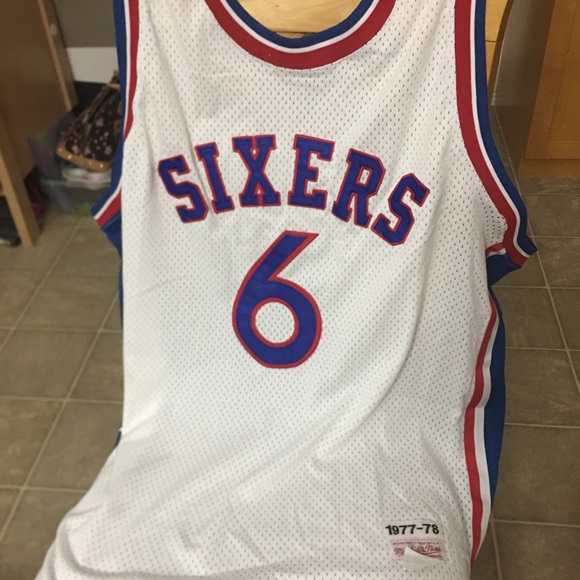 Mitchell & Ness Hardwood Classic 1977-78 Sixers J. Erving  #6 Jersey White - Picture 1 of 8